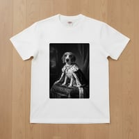 犬（ビーグル）半袖Tシャツ ルネサンス風モノクロアート ホワイト 男女兼用