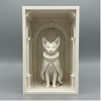 猫（デボンレックス）の3Dプリント ブックヌーク 白PLA 本棚インテリア
