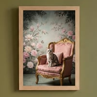 猫（アメリカンショートヘア）のロココ調アート A4額装インテリア壁掛け