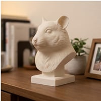 ファンシーハムスターの3Dプリント胸像 白PLA 彫刻 置物 インテリア
