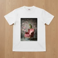 インコ（オオハナインコ）半袖Tシャツ ロココ調シャビーピンク ホワイト 男女兼用