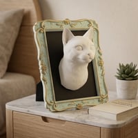 猫（アメリカンショートヘア）の壁掛けレリーフ 3Dプリント 白PLA インテリア
