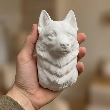 犬（サモエド）の壁掛けレリーフ 3Dプリント 白PLA インテリア