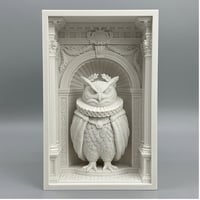 ベンガルワシミミズクの3Dプリント ブックヌーク 白PLA 本棚インテリア