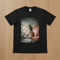アオボウシインコ半袖Tシャツ ロココ調シャビーピンク ブラック 男女兼用