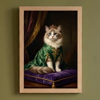 猫（ラグドール）のルネサンス風肖像画 油絵風アートA4額装インテリア壁掛け