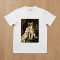 猫（バーミーズ）半袖Tシャツ ルネサンス風カラーアート ホワイト 男女兼用