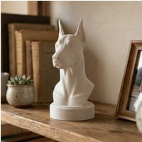 犬（ドーベルマン）の3Dプリント胸像 白PLA 彫刻 置物 インテリア
