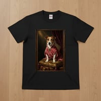 ジャックラッセルテリア半袖Tシャツ ルネサンス風カラー ブラック 男女兼用