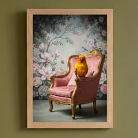 インコ（コガネメキシコインコ）のロココ調アート A4額装インテリア壁掛け