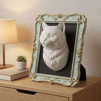 ブリティッシュショートヘアの壁掛けレリーフ 3Dプリント 白PLA インテリア