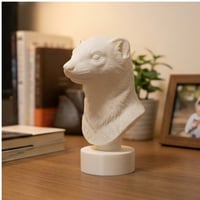 フェレットの3Dプリント胸像 白PLA 彫刻 置物 インテリア