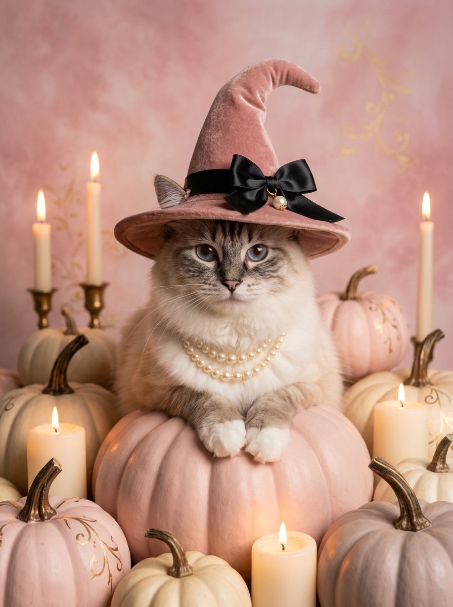 猫（ラグドール）のハロウィン限定アート A4額装インテリア壁掛け