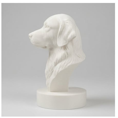 犬（ゴールデンレトリバー）の3Dプリント胸像 白PLA 彫刻 置物 インテリア