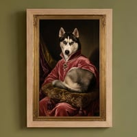 犬（シベリアンハスキー）のルネサンス風肖像画 A4額装インテリア壁掛け