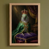 インコ（ダルマインコ）のルネサンス風肖像画 油絵風アートA4額装インテリア壁掛け
