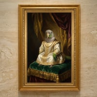 インコ（オキナインコ）のルネサンス風肖像画 油絵風アートA3額装インテリア壁掛け