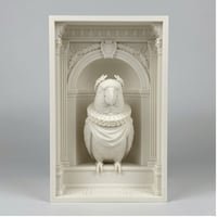 インコ（セネガルパロット）の3Dプリント ブックヌーク 白PLA 本棚インテリア