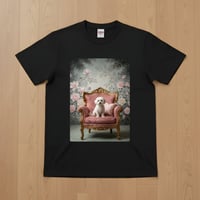 犬（ビションフリーゼ）半袖Tシャツ ロココ調シャビーピンク ブラック 男女兼用