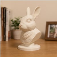 うさぎ（ドワーフホト）の3Dプリント胸像 白PLA 彫刻 置物 インテリア
