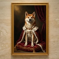 犬（秋田犬）のルネサンス風肖像画 油絵風アートA3額装インテリア壁掛け