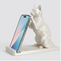猫（ソマリ）のスマホスタンド 卓上 シルクホワイト