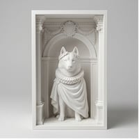 犬（シベリアンハスキー）の3Dプリント ブックヌーク 白PLA 本棚インテリア