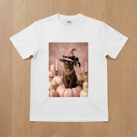猫（バーミーズ）半袖Tシャツ ハロウィン限定 ホワイト 男女兼用