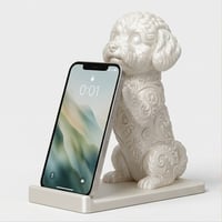 犬（ビションフリーゼ）のスマホスタンド 卓上 シルクホワイト