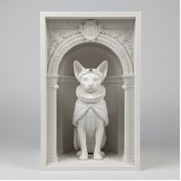 猫（スフィンクス）の3Dプリント ブックヌーク 白PLA 本棚インテリア