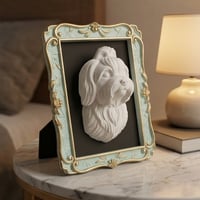 犬（マルチーズ）の壁掛けレリーフ 3Dプリント 白PLA インテリア