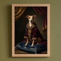 犬（イタリアングレーハウンド）のルネサンス風肖像画 A4額装インテリア壁掛け