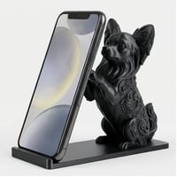 犬（パピヨン）のスマホスタンド 卓上 シルクブラック