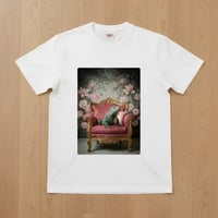 ブルーイグアナ半袖Tシャツ ロココ調シャビーピンク ホワイト 男女兼用