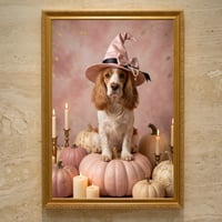 犬（コッカースパニエル）のハロウィン限定アート A3額装インテリア壁掛け
