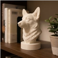 犬（コーギー）の3Dプリント胸像 白PLA 彫刻 置物 インテリア