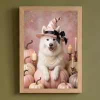 犬（サモエド）のハロウィン限定アート A4額装インテリア壁掛け