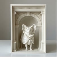 犬（パピヨン）の3Dプリント ブックヌーク 白PLA 本棚インテリア