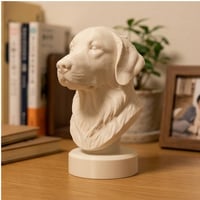 犬（ゴールデンレトリバー）の3Dプリント胸像 白PLA 彫刻 置物 インテリア
