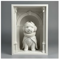 犬（ビションフリーゼ）の3Dプリント ブックヌーク 白PLA 本棚インテリア