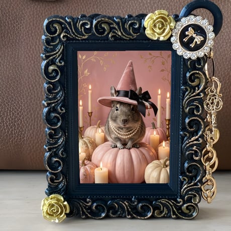 デグーバッグチャーム ハロウィン限定 ブラック額縁