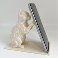 猫（シンガプーラ）のスマホスタンド 卓上 シルクホワイト
