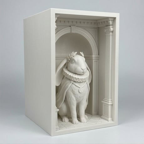 イングリッシュロップのブックヌーク 3Dプリント 白PLA 本棚インテリア