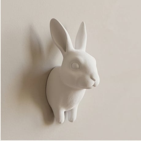 うさぎ（ハバナ）の壁掛けレリーフ 3Dプリント 白PLA インテリア