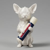 犬（チワワ）の3Dプリント リップケース シルクホワイト キーホルダー