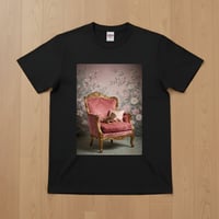 サバクイグアナ半袖Tシャツ ロココ調シャビーピンク ブラック 男女兼用