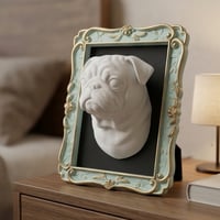 犬（パグ）の壁掛けレリーフ 3Dプリント 白PLA インテリア