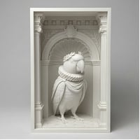 アレクサンドリンインコのブックヌーク 3Dプリント 白PLA 本棚インテリア