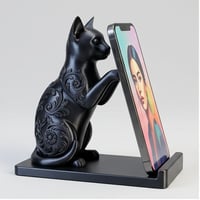 猫（トンキニーズ）のスマホスタンド 卓上 シルクブラック
