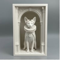 猫（スフィンクス）の3Dプリント ブックヌーク 白PLA 本棚インテリア